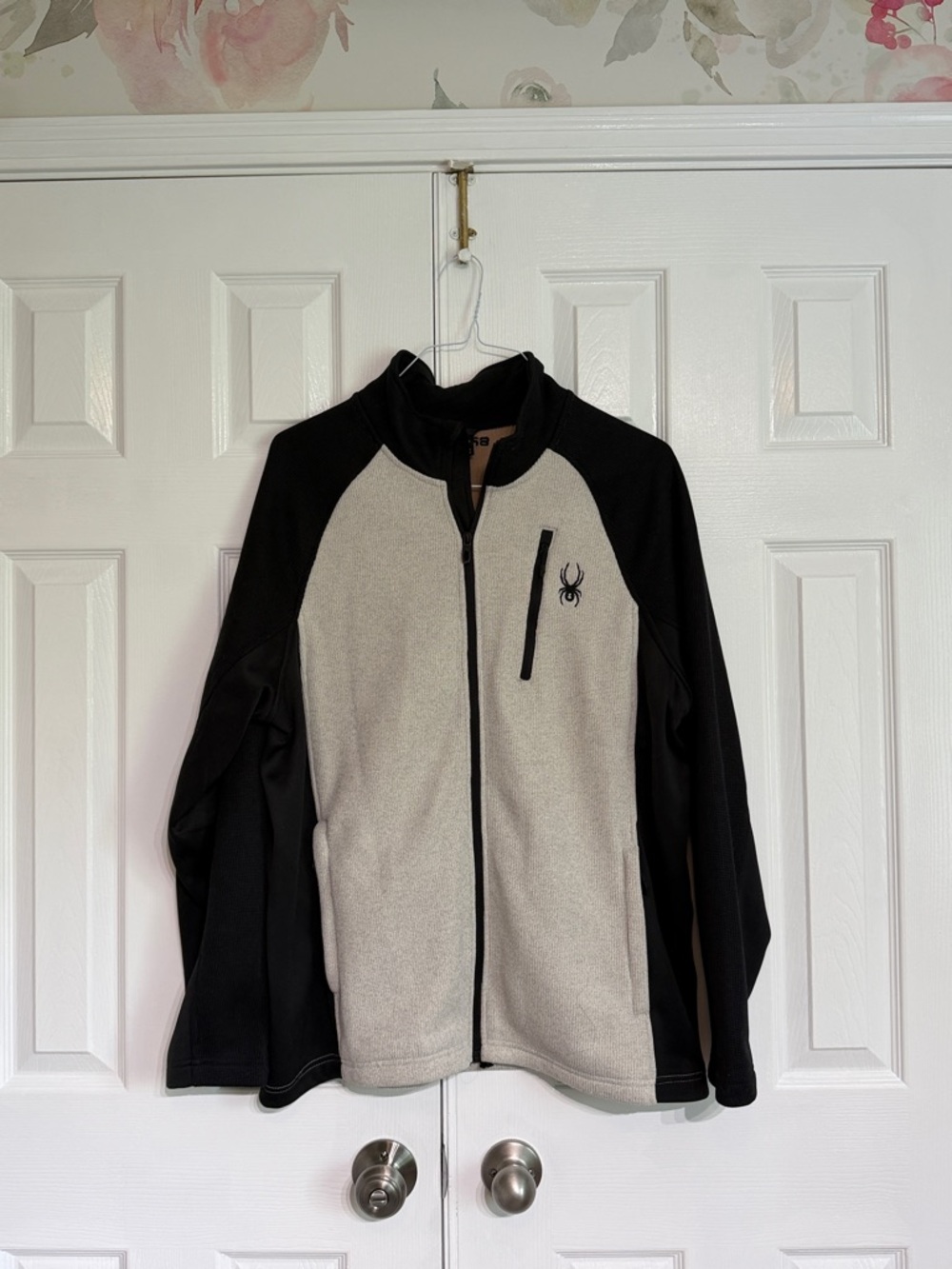 Spyder Men's Raider 2.0 Full Zip Jacket Oatmeal Heather Black